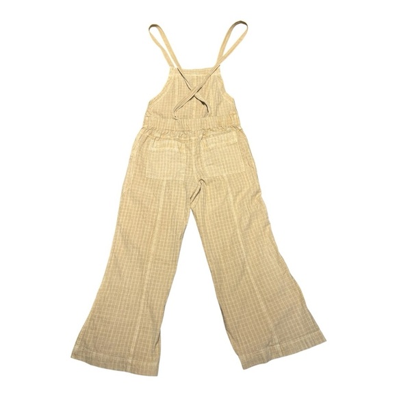Free People Ziggy Grid 100% Cotton Gauze Wide Leg Overalls Jumpsuit Size S - Picture 3 of 11
